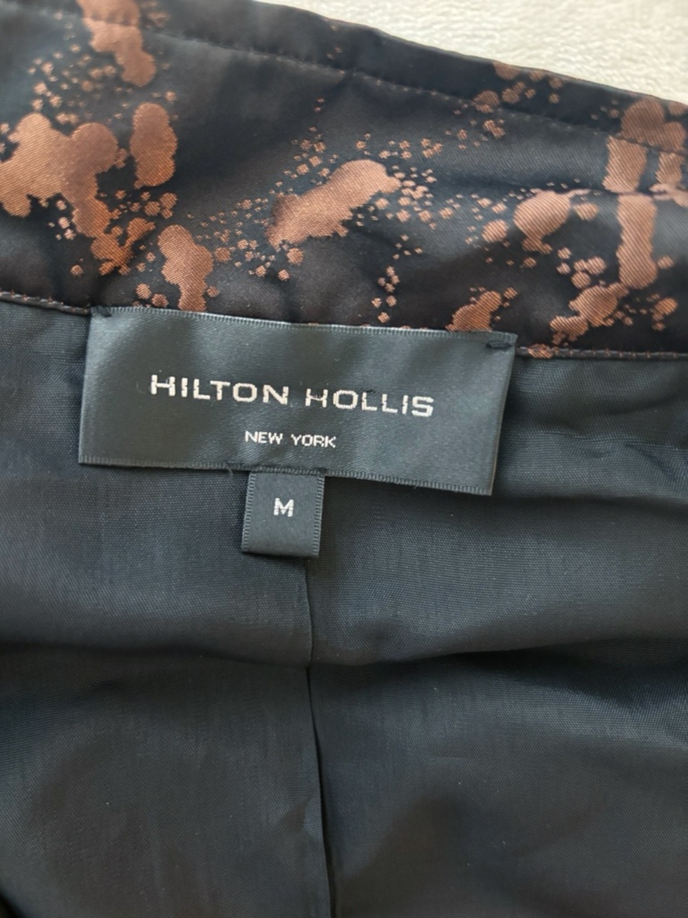 Hilton Hollis Bronze & Black Jacquard Coat Medium Modern Luxury Jacket - Picture 6 of 8